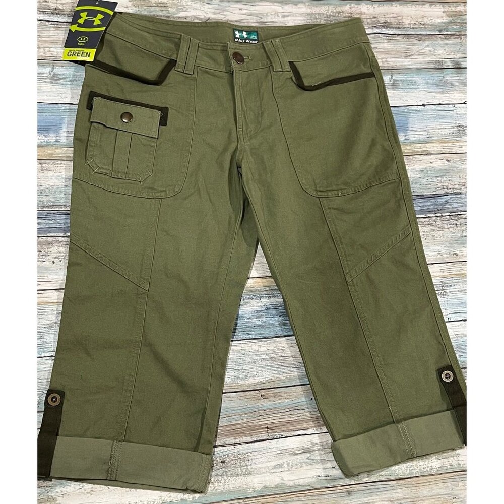 NWT Women's Under Armour‎ Green HeatGear Army Green Capris Sz 8 G8
